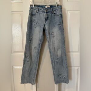Rare Austin Landing Light Wash CROSS Mid Rise Straight Leg Jeans Size 3